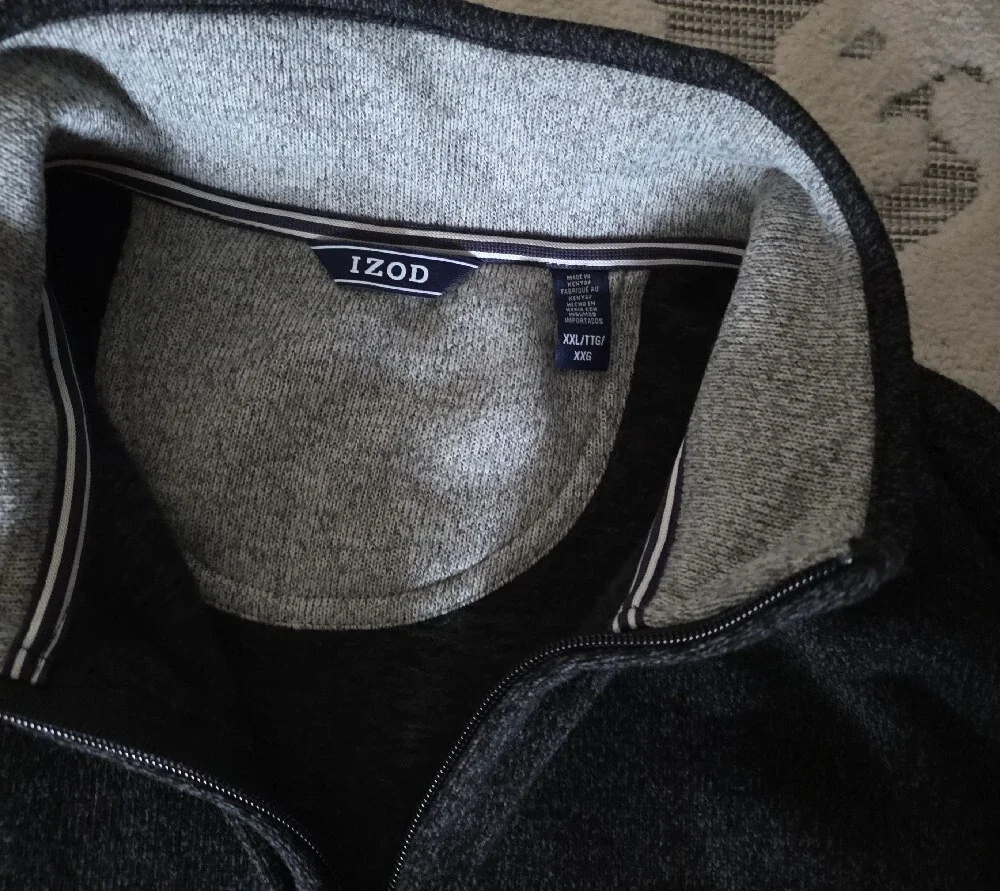 Izod Men's Dark Charcoal Quarter-Zip Sweater